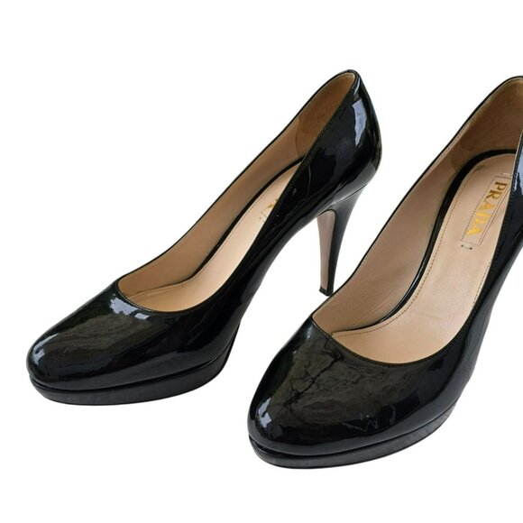 Prada Womens Black Patent Leather High Heel Pumps Size 9 (40.5) JJ4099 - Picture 12 of 16
